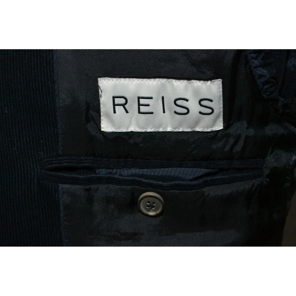 Reiss Blazer Mens 38S Navy Blue Corduroy Cotton Casual Luxury‎ Sport Coat Jacket